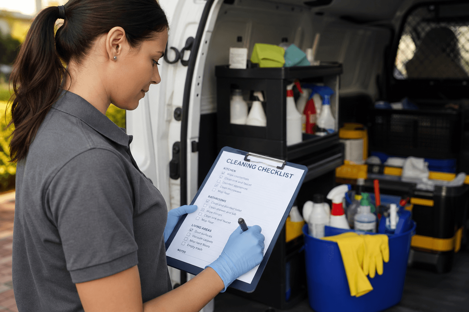 Supporting image 1 for Cleaning services: Planning and workspace for Cleaning services—maps, schedules, or prep surfaces relevant to their trade