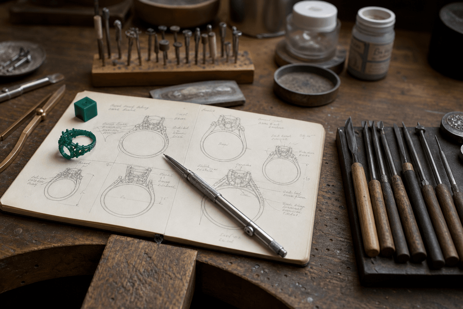 Supporting image 1 for Jewelers: Planning and workspace for Jewelers—maps, schedules, or prep surfaces relevant to their trade