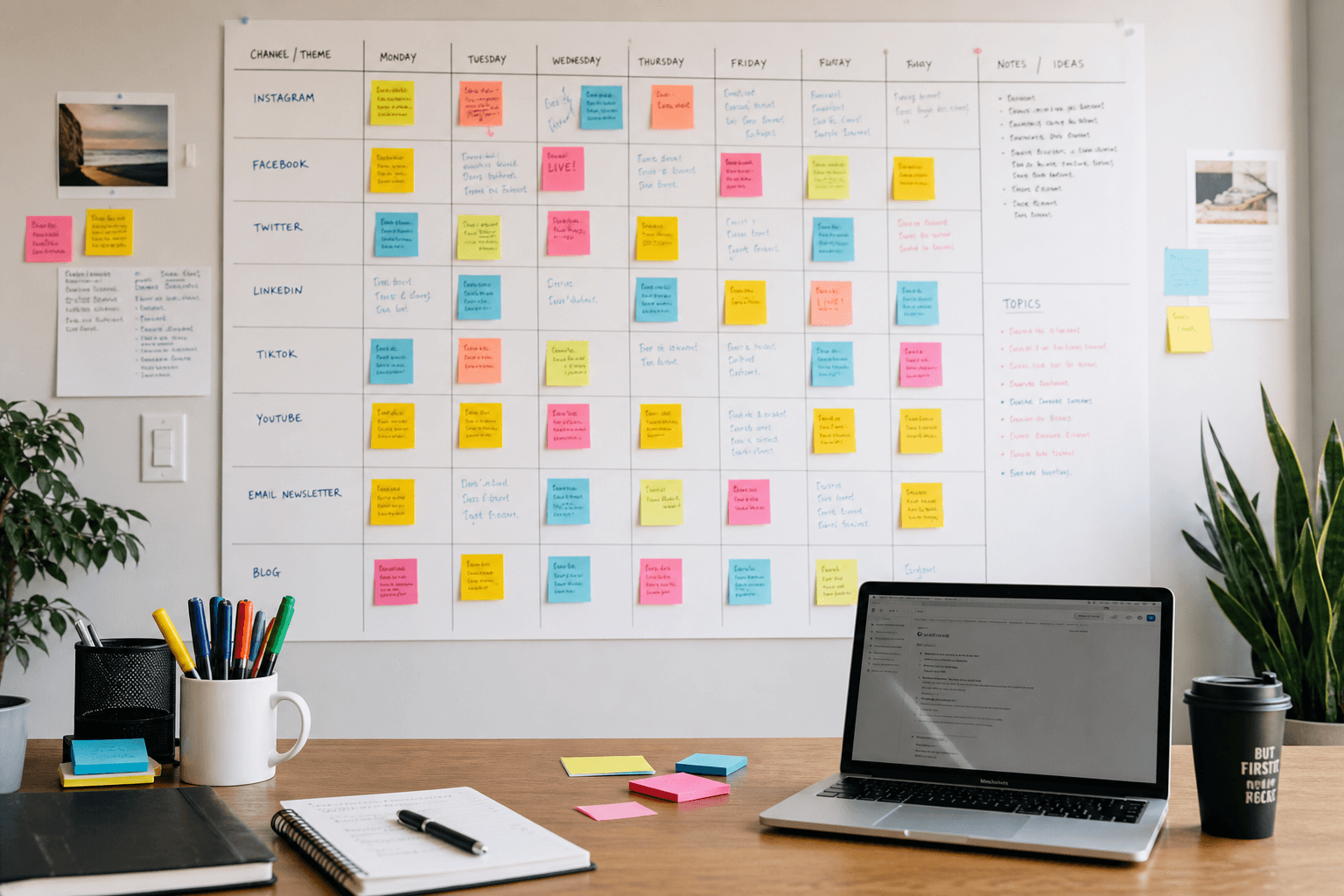 Supporting image 1 for Publishers: Planning and workspace for Publishers—maps, schedules, or prep surfaces relevant to their trade