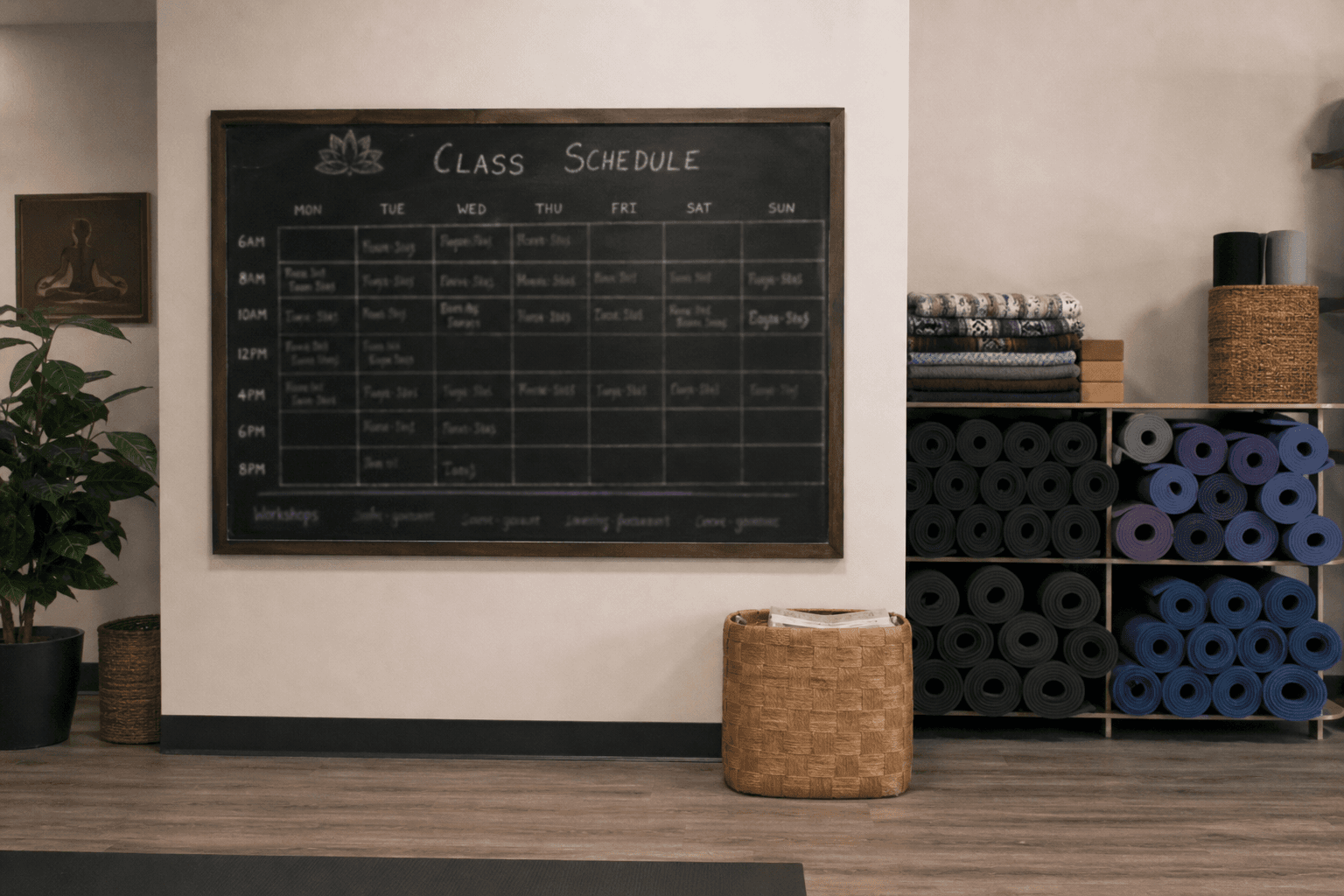 Supporting image 1 for Yoga studios: Planning and workspace for Yoga studios—maps, schedules, or prep surfaces relevant to their trade