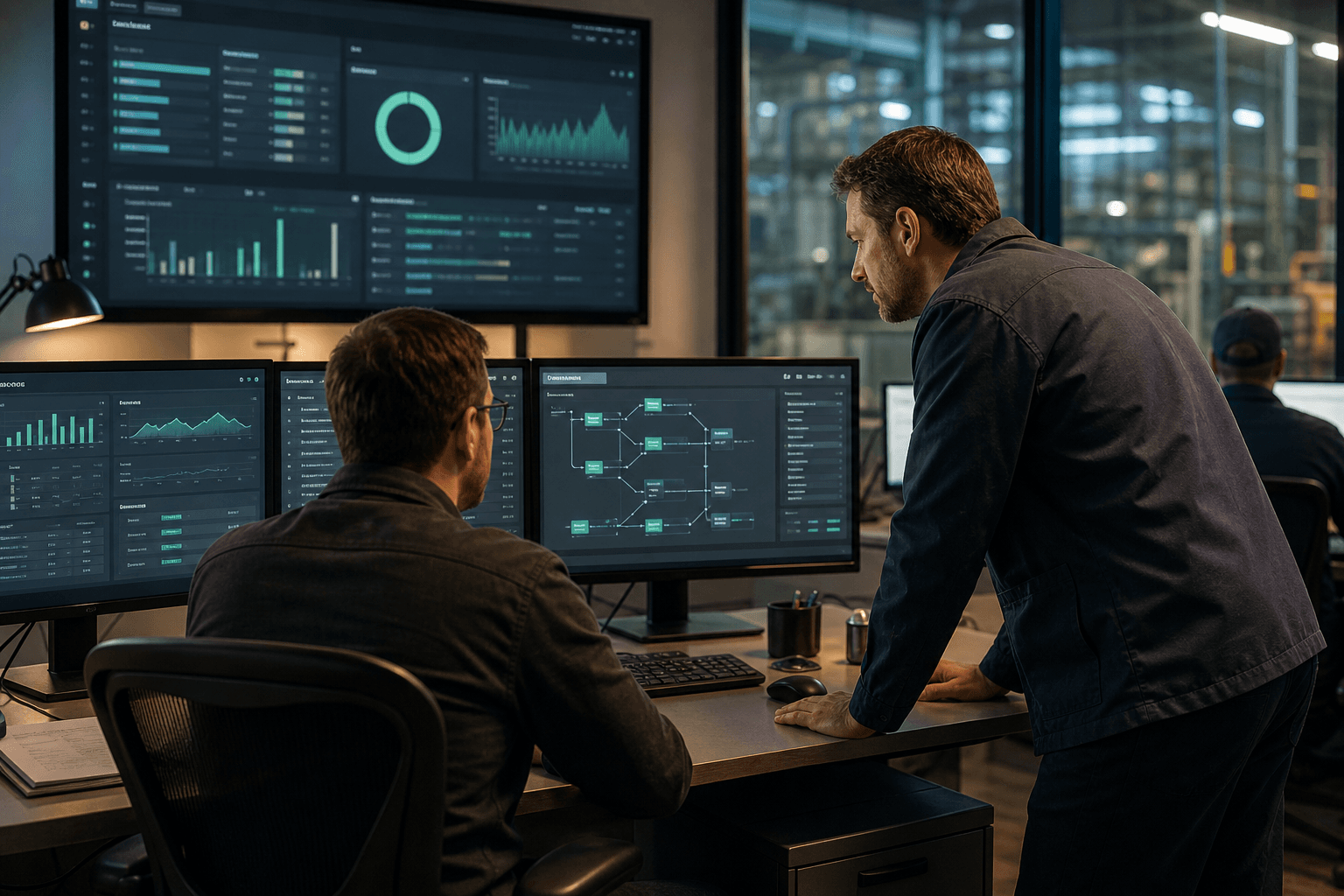 Engineers monitoring production dashboards—steady care for live systems
